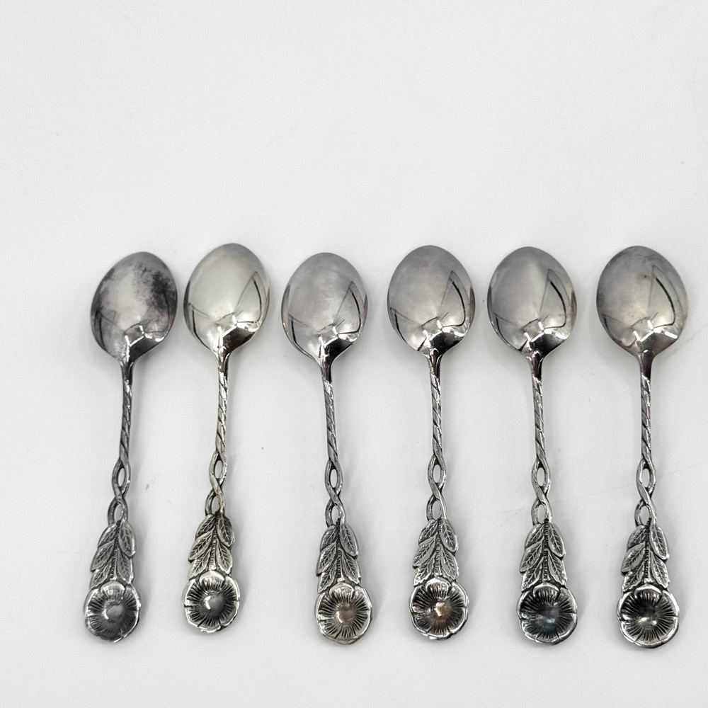 VTG Swedish Moccaskedar Demitasse Silverplate Spoons Set-of-6 - Picture 4 of 7